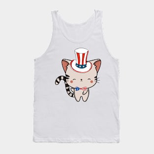 Funny tabby cat is ready for independence day Tank Top